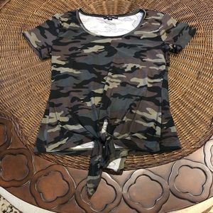 Camo tie front shirt